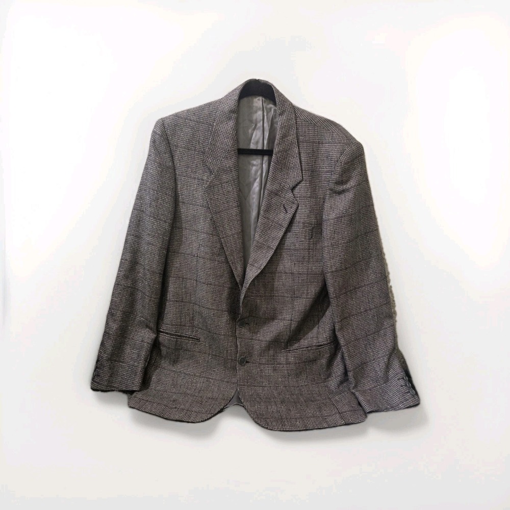YVES‎ SAINT LAURENT Designer Collection Men Gray Tweed Blazer  42R Ventless
